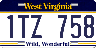 WV license plate 1TZ758