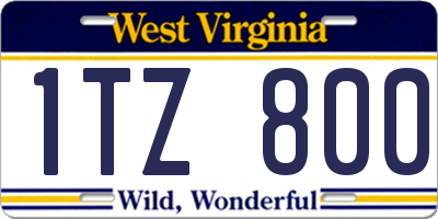 WV license plate 1TZ800