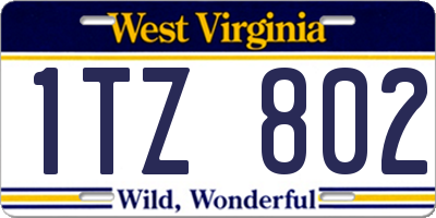 WV license plate 1TZ802
