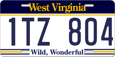 WV license plate 1TZ804