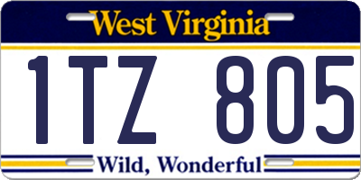 WV license plate 1TZ805