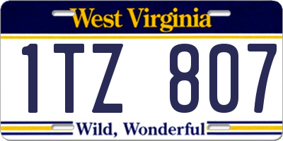 WV license plate 1TZ807