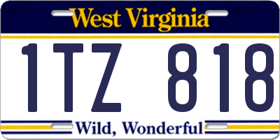 WV license plate 1TZ818