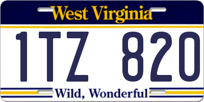 WV license plate 1TZ820