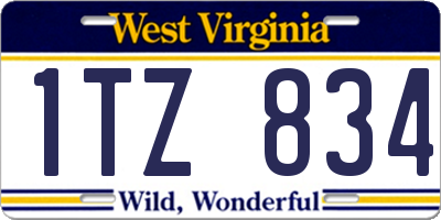 WV license plate 1TZ834