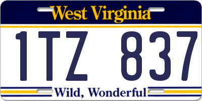 WV license plate 1TZ837