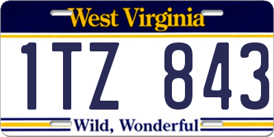 WV license plate 1TZ843