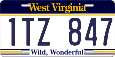 WV license plate 1TZ847