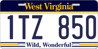 WV license plate 1TZ850