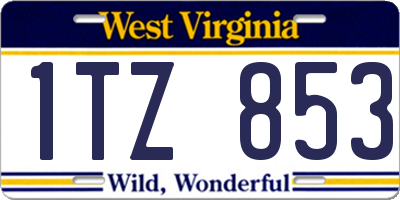 WV license plate 1TZ853