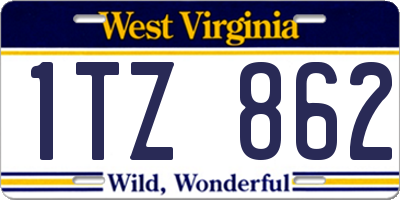 WV license plate 1TZ862