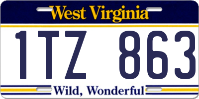 WV license plate 1TZ863