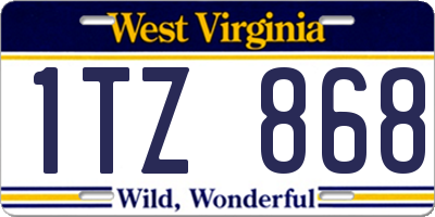 WV license plate 1TZ868