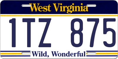 WV license plate 1TZ875