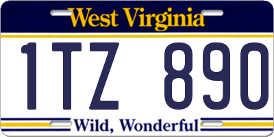 WV license plate 1TZ890