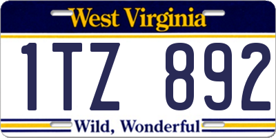 WV license plate 1TZ892