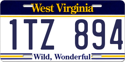 WV license plate 1TZ894