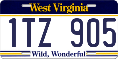 WV license plate 1TZ905