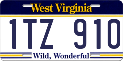 WV license plate 1TZ910