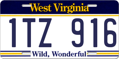 WV license plate 1TZ916