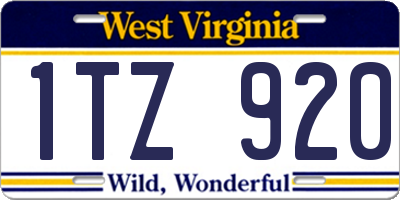 WV license plate 1TZ920