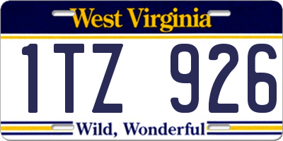 WV license plate 1TZ926