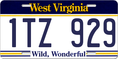 WV license plate 1TZ929