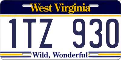 WV license plate 1TZ930