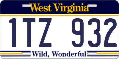 WV license plate 1TZ932