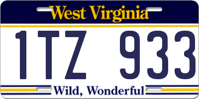 WV license plate 1TZ933