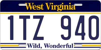 WV license plate 1TZ940
