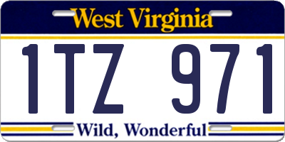 WV license plate 1TZ971