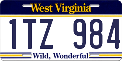 WV license plate 1TZ984