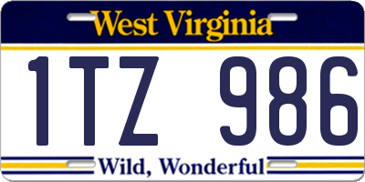 WV license plate 1TZ986