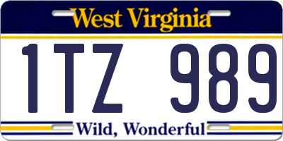 WV license plate 1TZ989