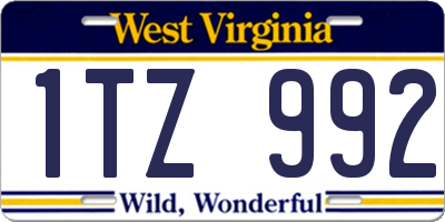 WV license plate 1TZ992