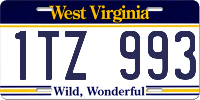 WV license plate 1TZ993