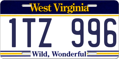 WV license plate 1TZ996