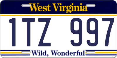 WV license plate 1TZ997