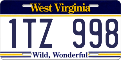 WV license plate 1TZ998