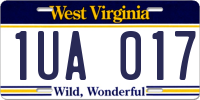 WV license plate 1UA017