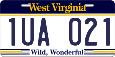 WV license plate 1UA021