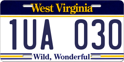 WV license plate 1UA030