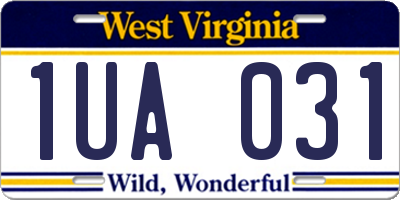 WV license plate 1UA031