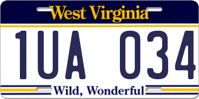 WV license plate 1UA034