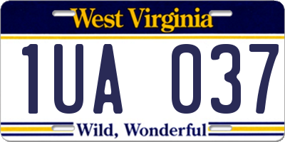 WV license plate 1UA037