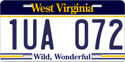 WV license plate 1UA072