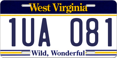 WV license plate 1UA081