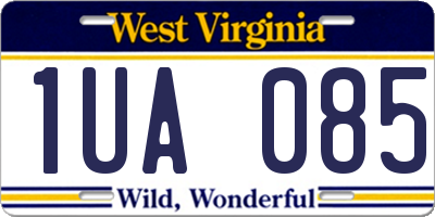 WV license plate 1UA085