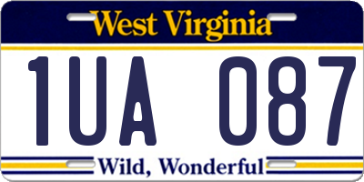 WV license plate 1UA087